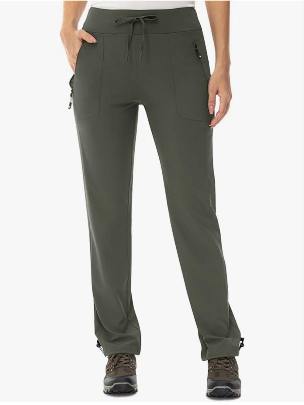 Women’s Olive Green Drawstring Utility Hiking Pants